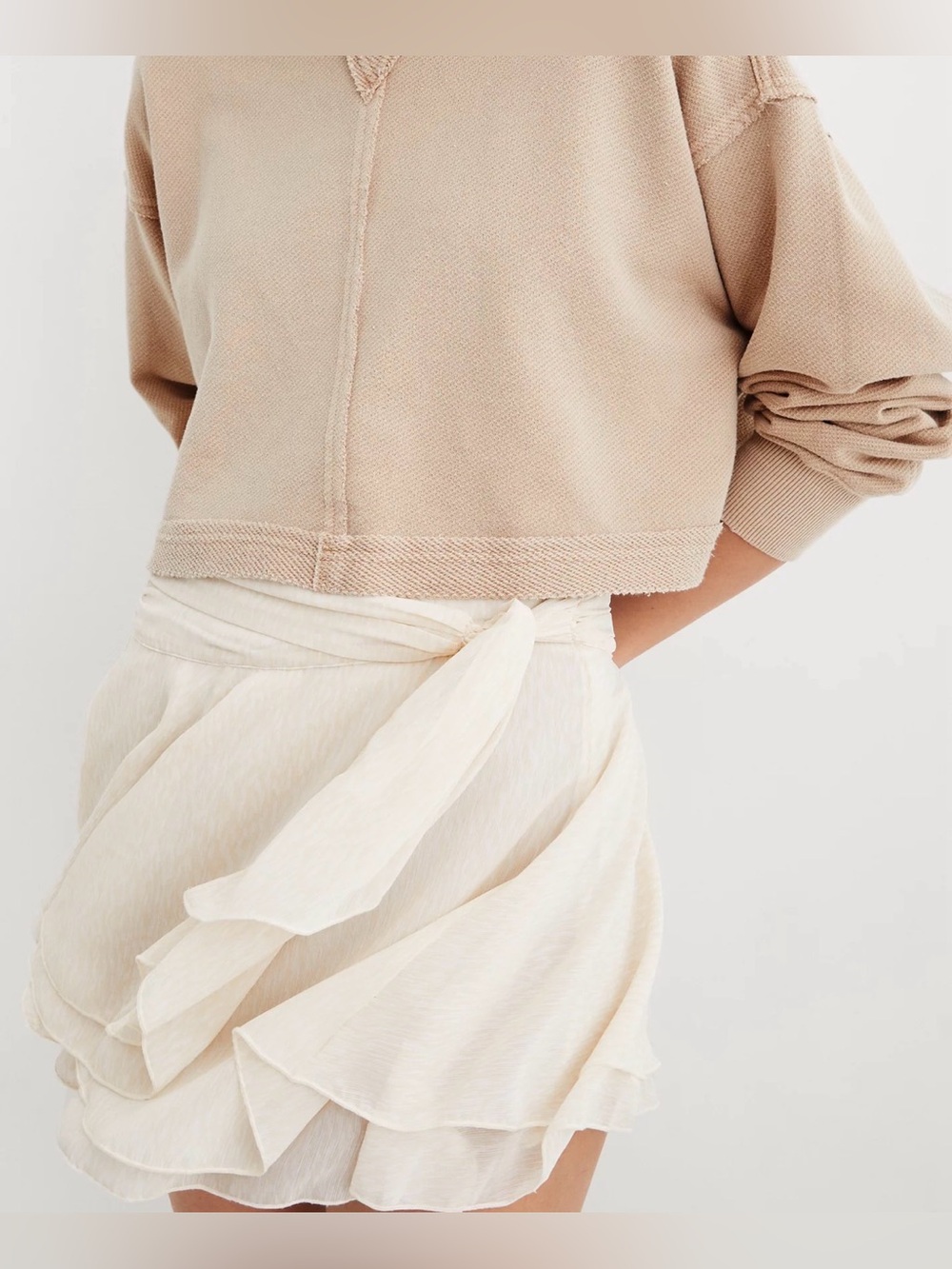aerie Cream Layered Chiffon Skirt